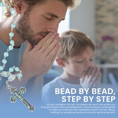 Baptism Gifts for Boys – Blue Rosary with Ceramic Keepsake Box and Card, Catholic Communion Gift, Christening and Baby Shower Rosary Beads, Sweet Treasures Gifts, Blue