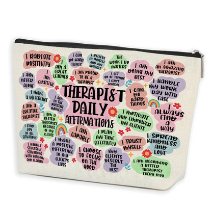 Azteoiz Therapist Gifts Inspirational Therapist Makeup Bag Cosmetic Bag Mental Health Gifts Teacher Gifts Birthday Graduation Retirement Thank You Gifts for Women Her Therapist Makeup Zipper Pouch
