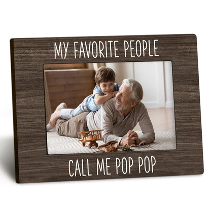 Pop Pop 4x6 Picture Frame, Grandpa Gifts Photo Frame, Grandkids Photo Frame, Gifts for Pop Pop from Grandkids, My Favorite People Call Me PopPop Picture Photo Frames for Desk Decor