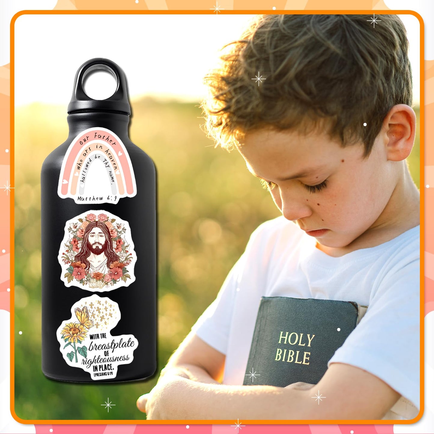 DeaDamHaDa 200 Pcs Catholic Stickers for Water Bottles, Jesus Bible Verse Stickers for Kids Adults Saints Catholic Gifts Decals for Laptop Journal Religious Sacred Heart Virgin Mary Missa
