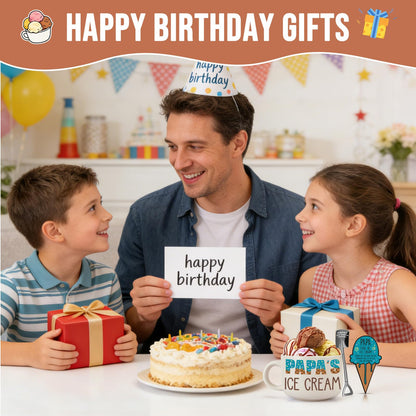 YEUYUQIU Fathers Day Papa Gifts for Grandpa - Ideal Father's Day Birthday Gifts for Papa from Granddaughter Grandson, Christmas Fathers Day Present for Grandfather - Papa's Ice Cream Bowl Shovel Set