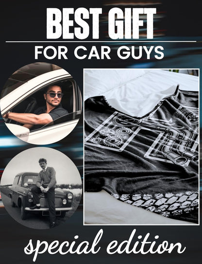 Huglanket Car Guy Gifts Throws for Men, Initial Flannel Blanket for Car Lovers Mechanics, Enthusiasts - Birthday, Christmas, Retirement Gift (50"x 60") - H