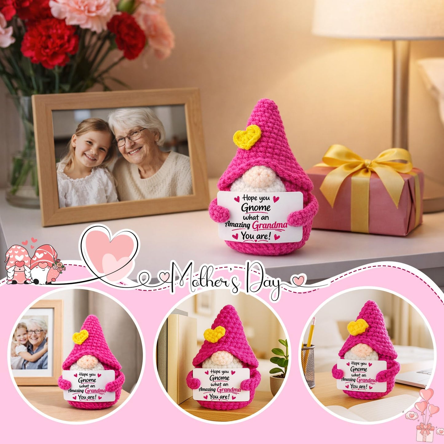 Grandma Gifts for Birthday Christmas - Funny Gnome Gift for Great Grandma Nana Gigi Mimi Grandmother from Granddaughter Grandson Grandkids, Grandparents Day Mothers Day Gnomes Present