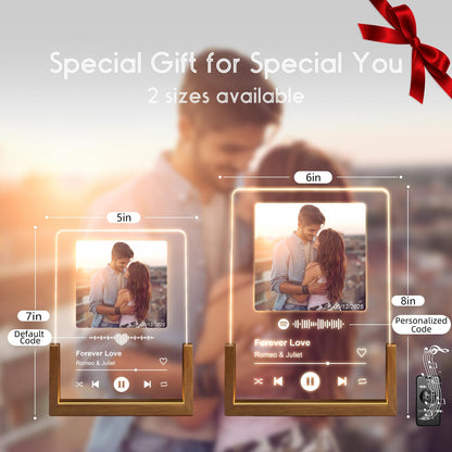 LUCKOR Personalized Valentines Gifts for Him Her Women Men, Custom Anniversary Spotify Plaque Gift for Boyfriend Girlfriend Couple, Customized Picture Frame Birthday Gifts for Wife Husband