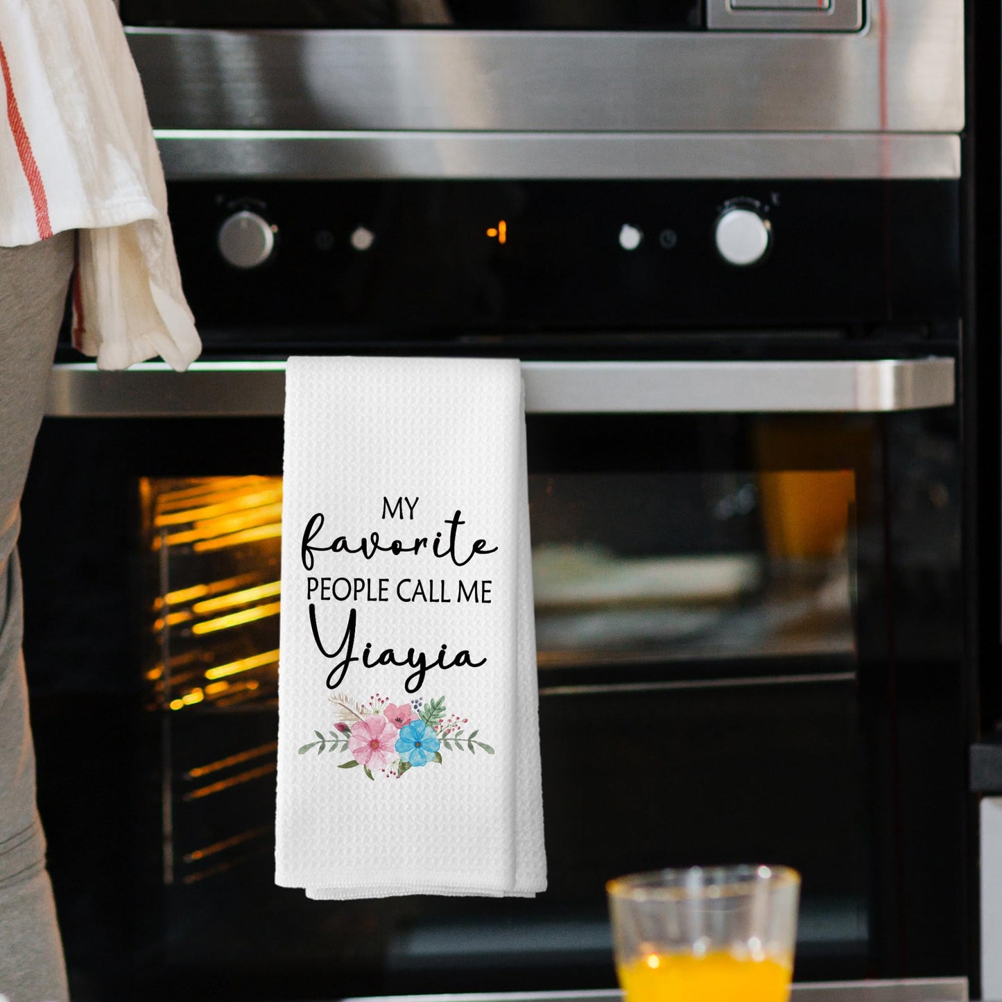 Yiayia's Kitchen Towels, Yiayia Gifts Grandma Gifts, Grandma Gifts from Grandchildren Grandkids Hand Towel Tea Dish Towels 16x24 Inch
