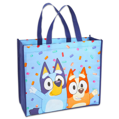 Bluey Tote Bag Set - Bundle with Bluey Tote for Beach, Groceries, Storage Plus Stickers, More | Bluey Shoulder Bag for Kids, Teens, Adults