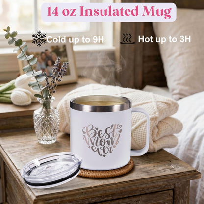 Mothers Day Gifts for Mom from Daughter Son Child, Mother Day Gift Basket for Stepmom, Mother-in-Law, Best Mom Ever Gift Box Set with Blanket Coffee Mug Socks Crochet Tulips Flower
