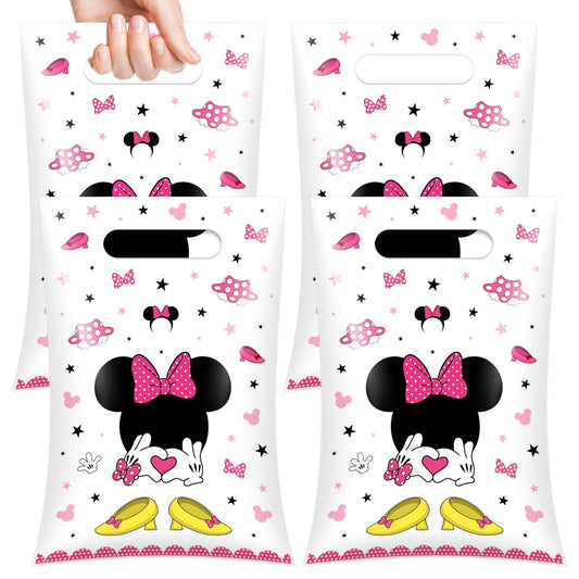 50 Pieces Pink Mouse Small Party Favor Bags Cute Mouse Head Birthday Plastic Gift Treat Bags for Kids Girls Pink Birthday Candy Snack Bag Baby Shower Party Supplies