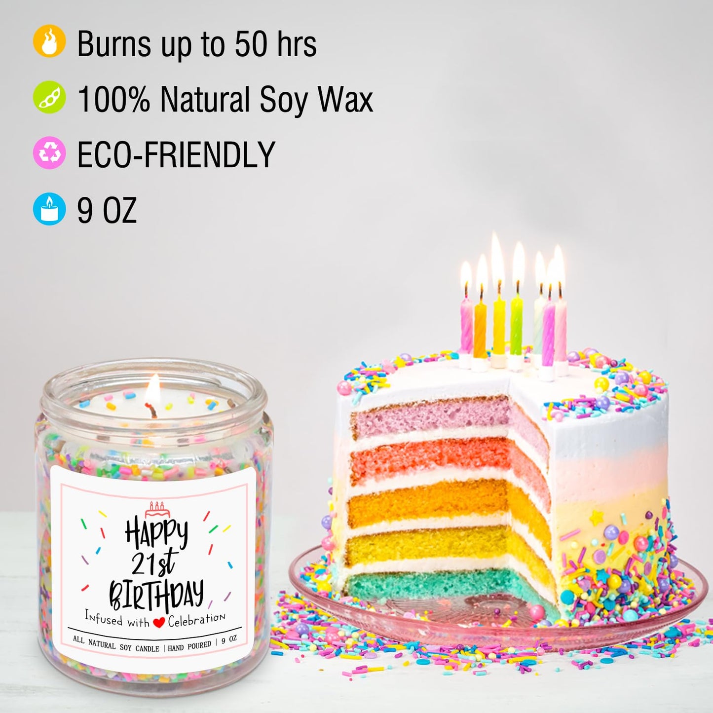 Homsolver 21st Birthday Gift for Her, Perfect Ideas Happy Birthday Presents for Women, Friends, Sister, Daughter, Vanilla Cream Scent Handmade Aromatherapy Candle Decorations
