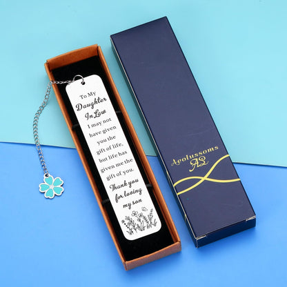 Future Daughter in Law Gifts from Mother in Law Daughter in Law Mothers Day Birthday Gifts for Daughter-in-Law Anniversary Wedding Gift for Bride from Mother-in-Law Bookmark for Book Lover Christmas