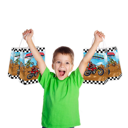 gisgfim 16pcs Dirt Bike Party Gift Treat Bag Dirt Bike Theme Party Decorations Candy Goodie Favor Bags with Handle Dirt Bike Birthday Party Baby Shower Supplies for Boys