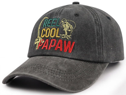 Funny Reel Cool Papaw Hat for Men, Adjustable Cotton Embroidered Grandpa Baseball Cap