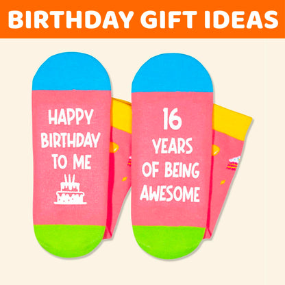 Zmart Birthday Gifts for Teen Girls - Pink Birthday Socks for 13-19 Year Old Girls