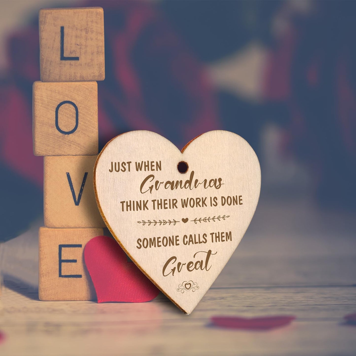 EYITUPC Great Grandma Gifts - Rotating Wooden Great Grandma Picture Frame for Two 4x6 Photos - Glass Cover, Gift Box Included - Just When Grandmas Think Their Work Is Done, Someone Calls Them Great