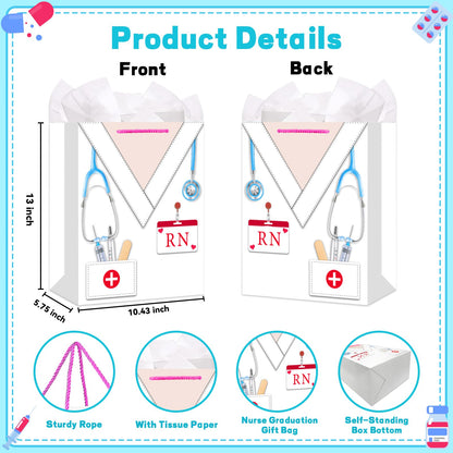 HEYINSHEN Nurse Graduation Gifts Bag 13" Large Congrats Nurses Gift Bag with Tissue Paper & Handles Gifts Bag for Nursing Grads Medical School Graduation Decor Nurse Week Celebrations