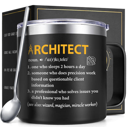 Gtmileo Architecture Gifts, 14 Oz Insulated Architect Coffee Mug, Christmas Graduation Birthday Architects Gifts for Architecture Student Men Women, Black