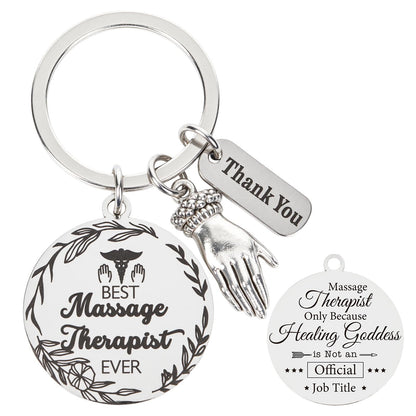 Thrist Birthday Massage Therapist Gifts Keychain Best Massage Therapist Ever Healing Key Chain Gifts for Nurses Nursing Mothers Day Gift Work Accessories Essentials