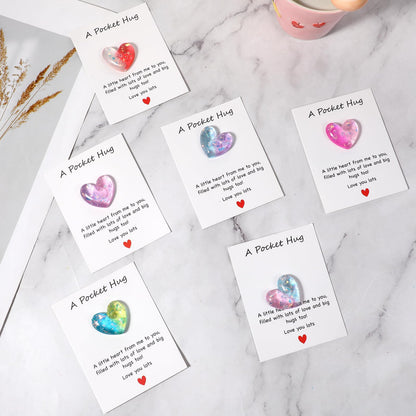 YUXIANLB 6 Pcs Pocket Hug Gift Set Heart Keepsake Tokens with Inspirational Greeting Cards Cute Thoughtful Gifts for Birthdays Anniversaries Friendship Long Distance Relationships Christmas Graduation