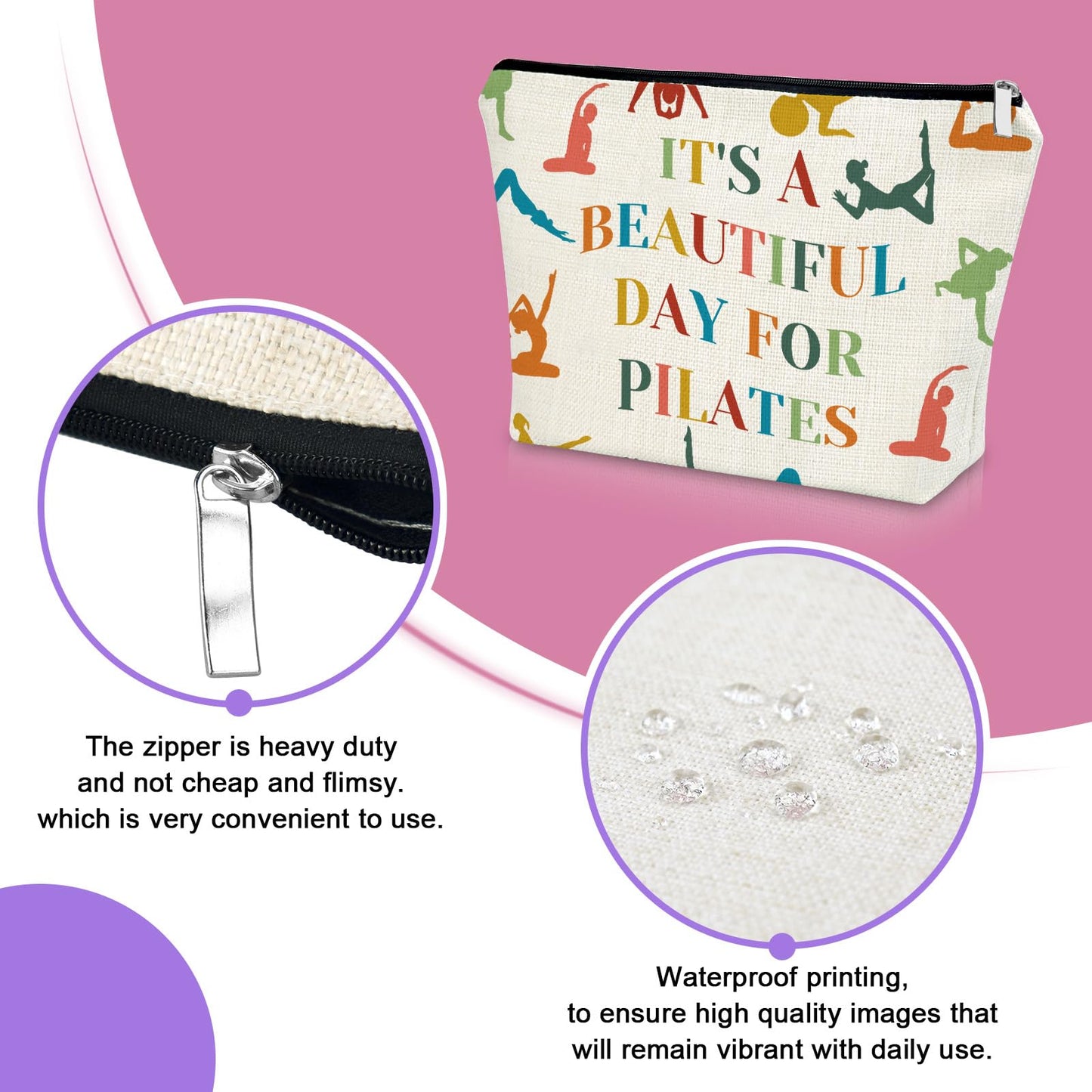 Sazuwu Yoga Lover Gifts Makeup Bag Pilates Instructor Gifts for Women Birthday Gifts for Yoga Teacher Cosmetic Pouch for Sports Lover Travel Workout Toiletry Bag Fits Essentials