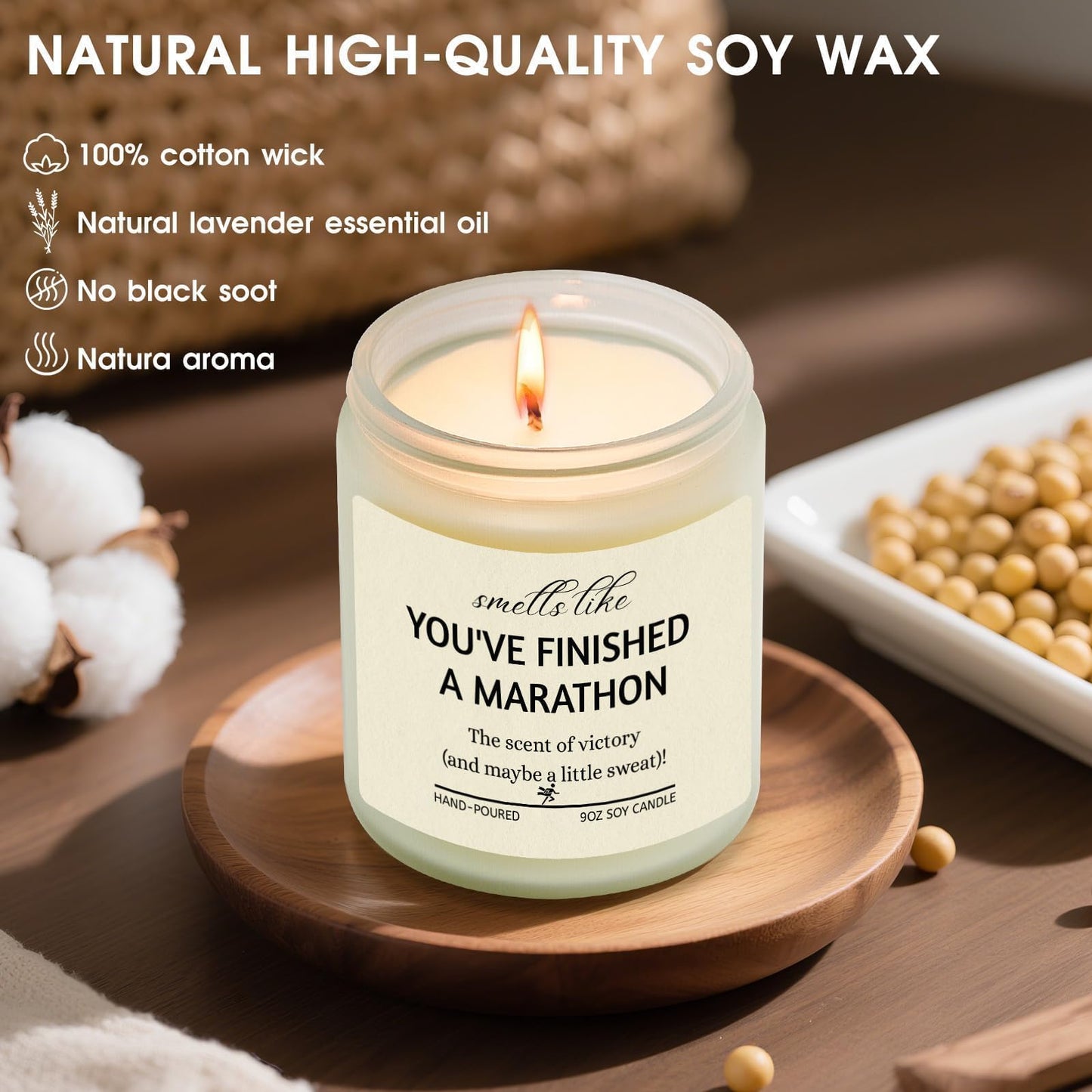 Cool Marathon Gifts for Runners Women, Half Marathon Essentials, Runner Gifts for Track and Field, Gym Gift for Women, Men, Chrismas Lavender Scented Candle with Gift Box