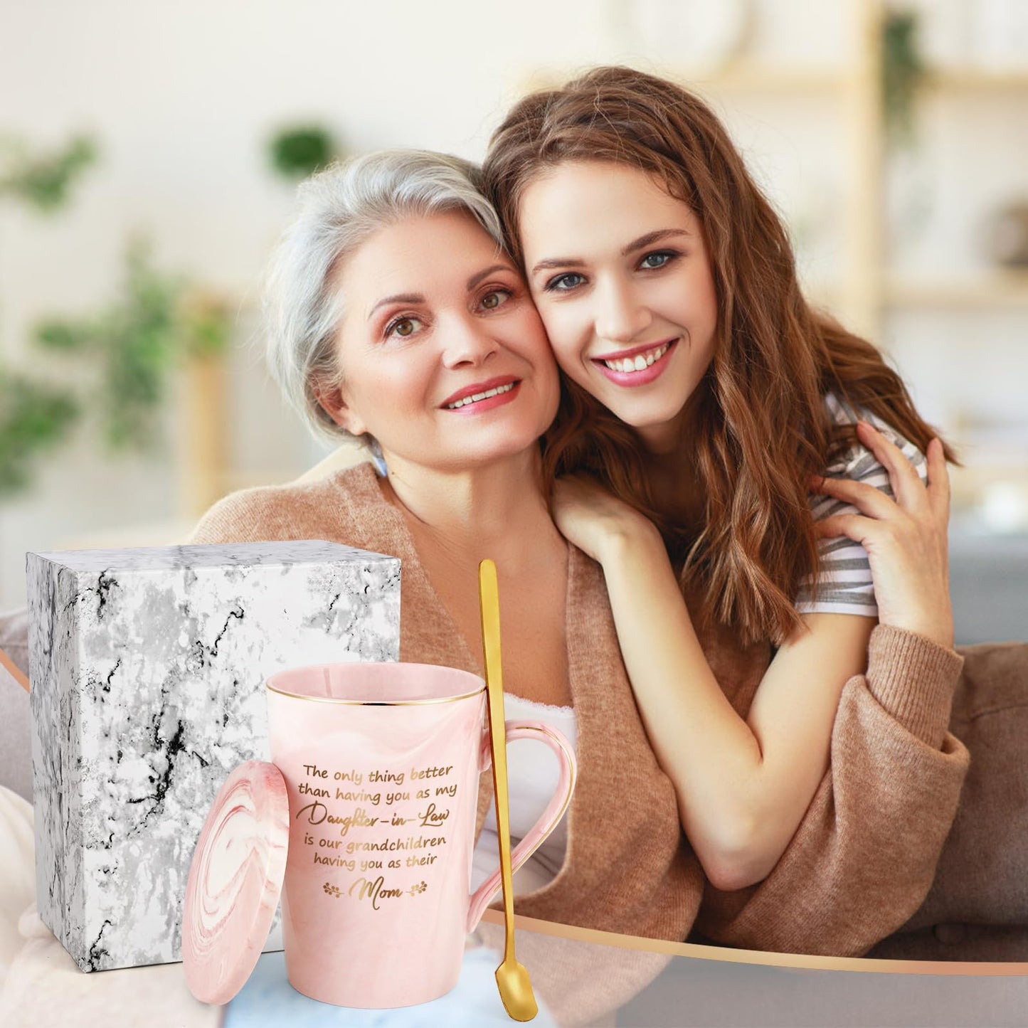 YHRJWN Mothers Day Gifts for Daughter in Law Gifts from Mother-In-Law, Daughter-in-Law Christmas Birthday Gift, 14Oz Pink