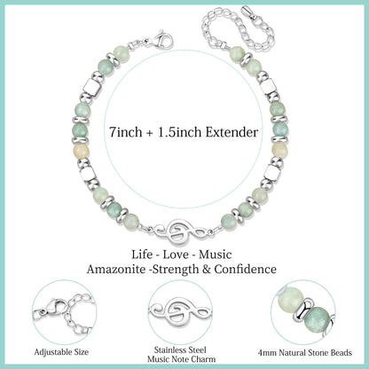 JoycuFF 𝗚𝗶𝗳𝘁𝘀 𝗳𝗼𝗿 𝗪𝗼𝗺𝗲𝗻 𝗠𝗼𝗼𝗻𝘀𝘁𝗼𝗻𝗲 𝗕𝗿𝗮𝗰𝗲𝗹𝗲𝘁 Amazonite Colorful Imperial Jasper Stainless Steel Beads Bracelets, Graduation Christmas Valentines Mothers Day Birthday Gifts