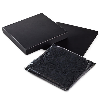 Hallmark Medium Gift Box with Lid and Shredded Paper Fill (Black 7 inch Box) for Weddings, Graduations, Birthdays, Father's Day, Groomsmen Gifts, All Occasion