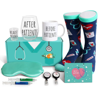 Frerdui Before Patients After Patients Gifts Set - 11oz Coffee Mug and 19oz Wine Glass Set Gift Idea for Dentists, Doctors, Hygienists, Assistants, Physician, Nurse Gift for women
