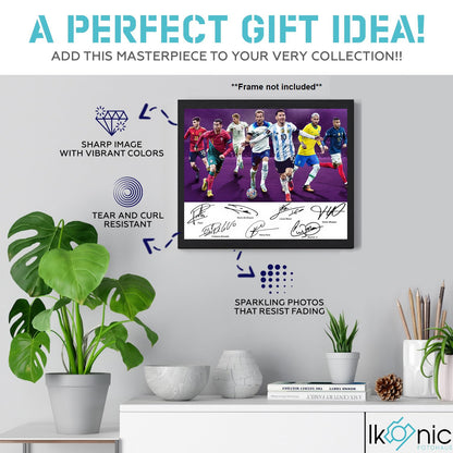 Ikonic Fotohaus Cristiano Ronaldo Lionel Messi Neymar Jr Kane Pedri Mbape Signed Photo Autograph Print Wall Art Home Decor