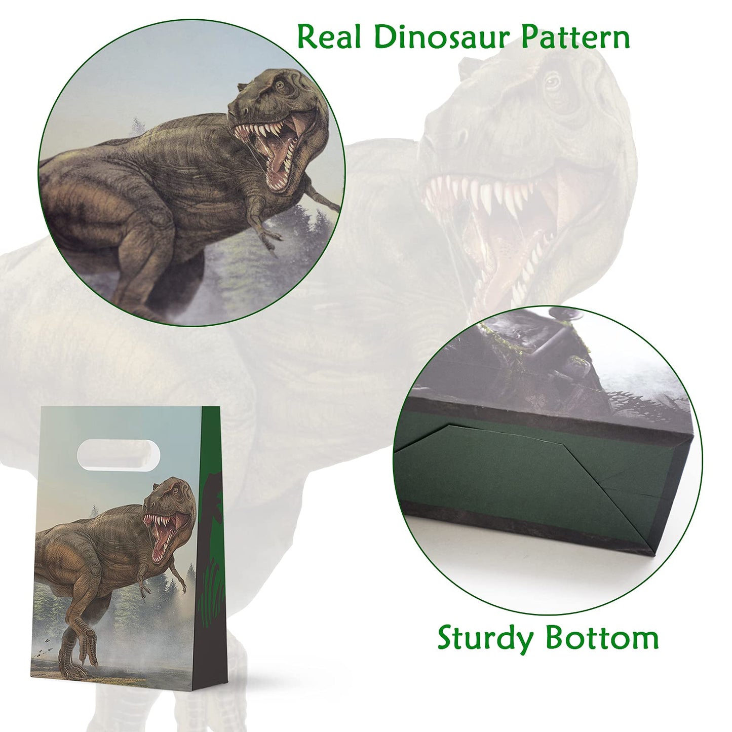 FRIDAY NIGHT 24 Pcs Dinosaur Party Favor Bags Dinosaur Theme Treat Candy Goodies Bag Birthday Party Supplies Decoration