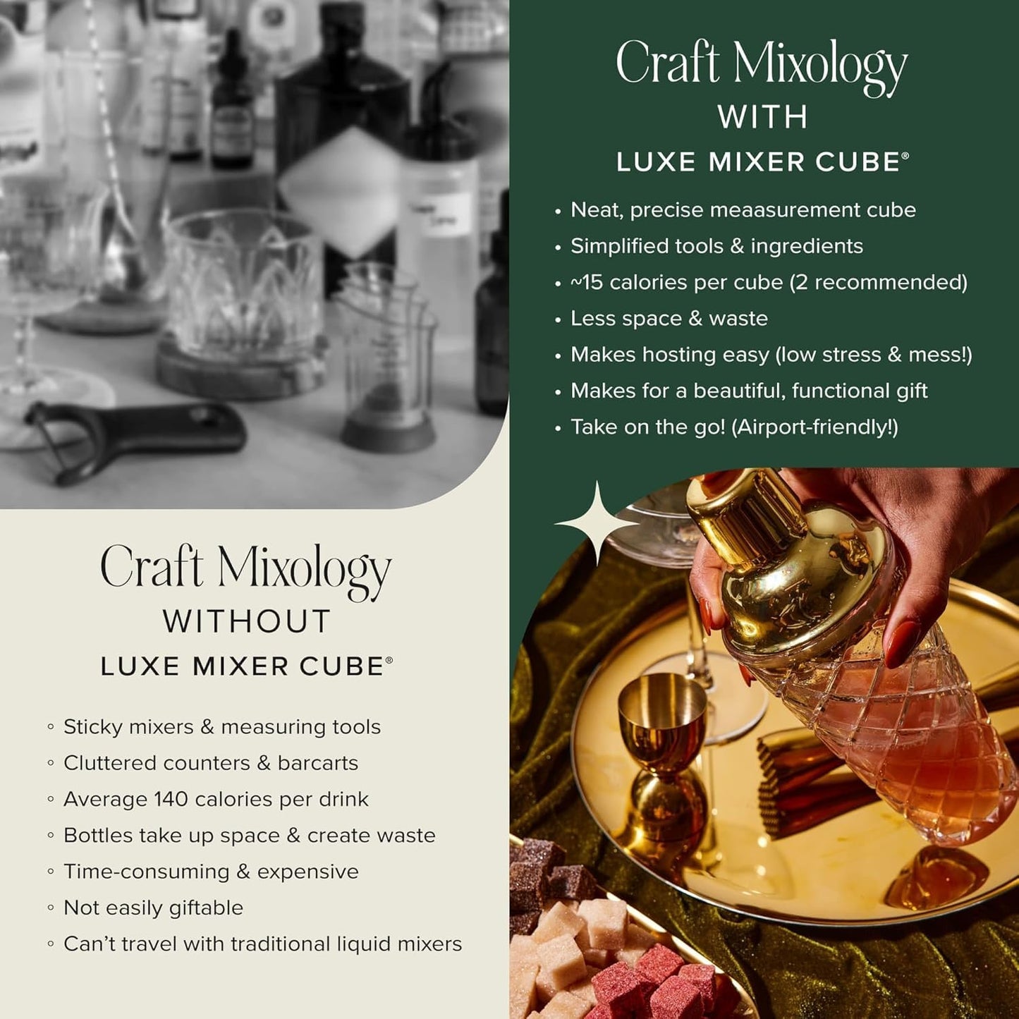 Teaspressa Luxe Mixer Cube - Cocktail Drink Mixer (30) (Espresso Martini)