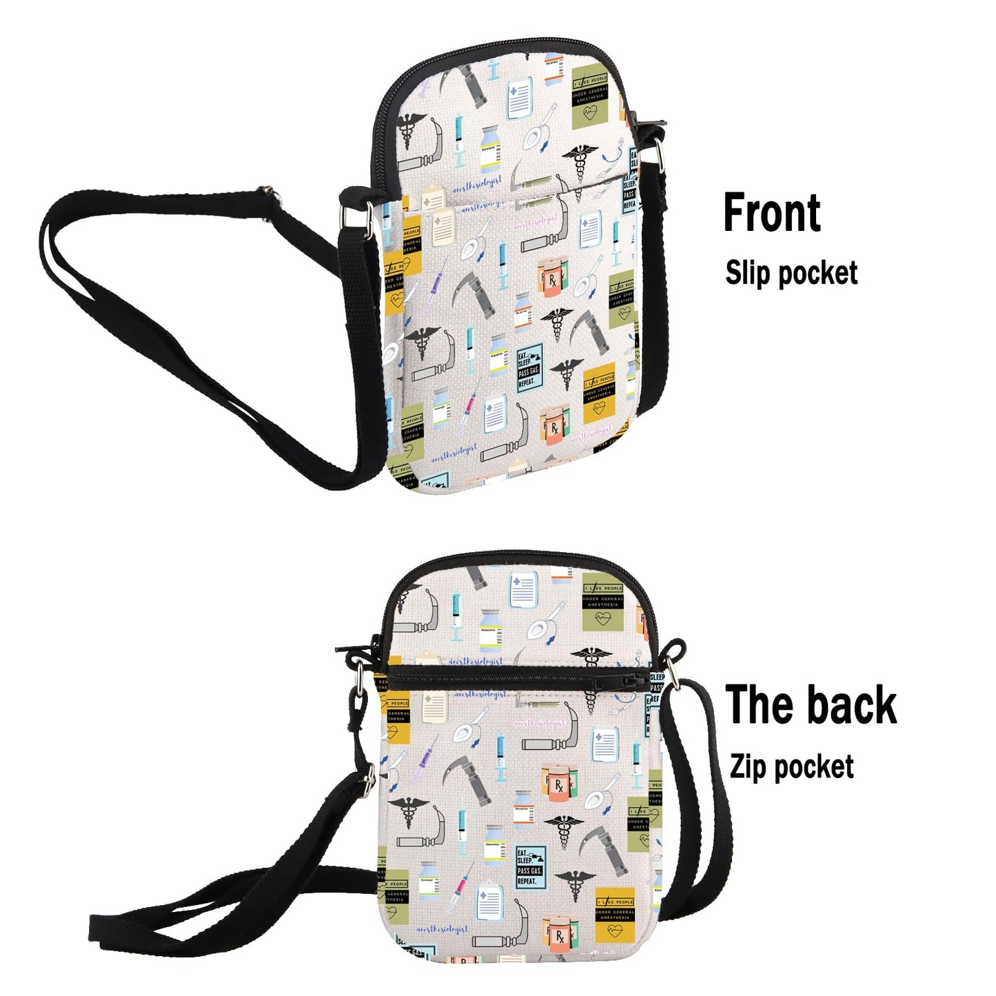 G2TUP Anesthesiologist Thank You Gift Eat Sleep Pass Crossbody Bag Anesthesia Tech Travel Bag Anesthesia CRNA Graduation Gift