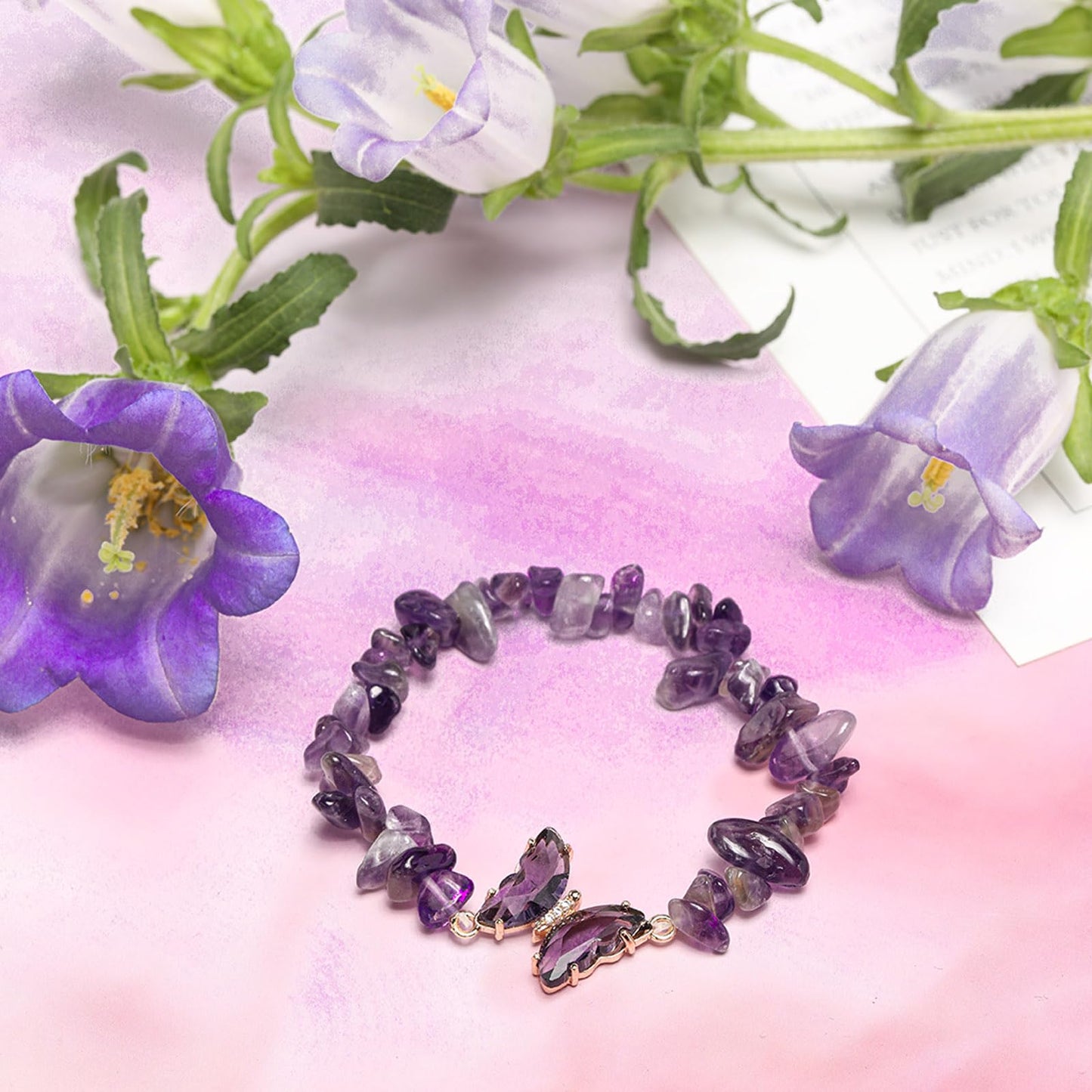 Artlunar Butterfly Bracelets Healing Bracelet Charm Jewelry Mom Gift with Beaded Bracelets Purple Bracelet for Women (Purple)