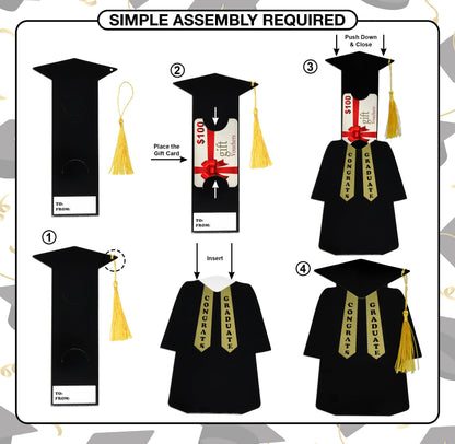 6 Pcs Graduation Gift Card Holder Graduate Shaped with Tassel Grad Gifts Cards Holders Funny Gift Class Party Supplies Ideas for High School College