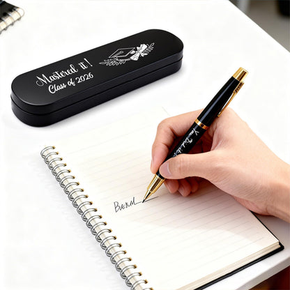 Master's Degree Graduation Gifts - Engraved Graduation Gel Pen & Case - Congrats Graduate Keepsake Pen Gift for Master Student MBA MS MA & MFA Graduates