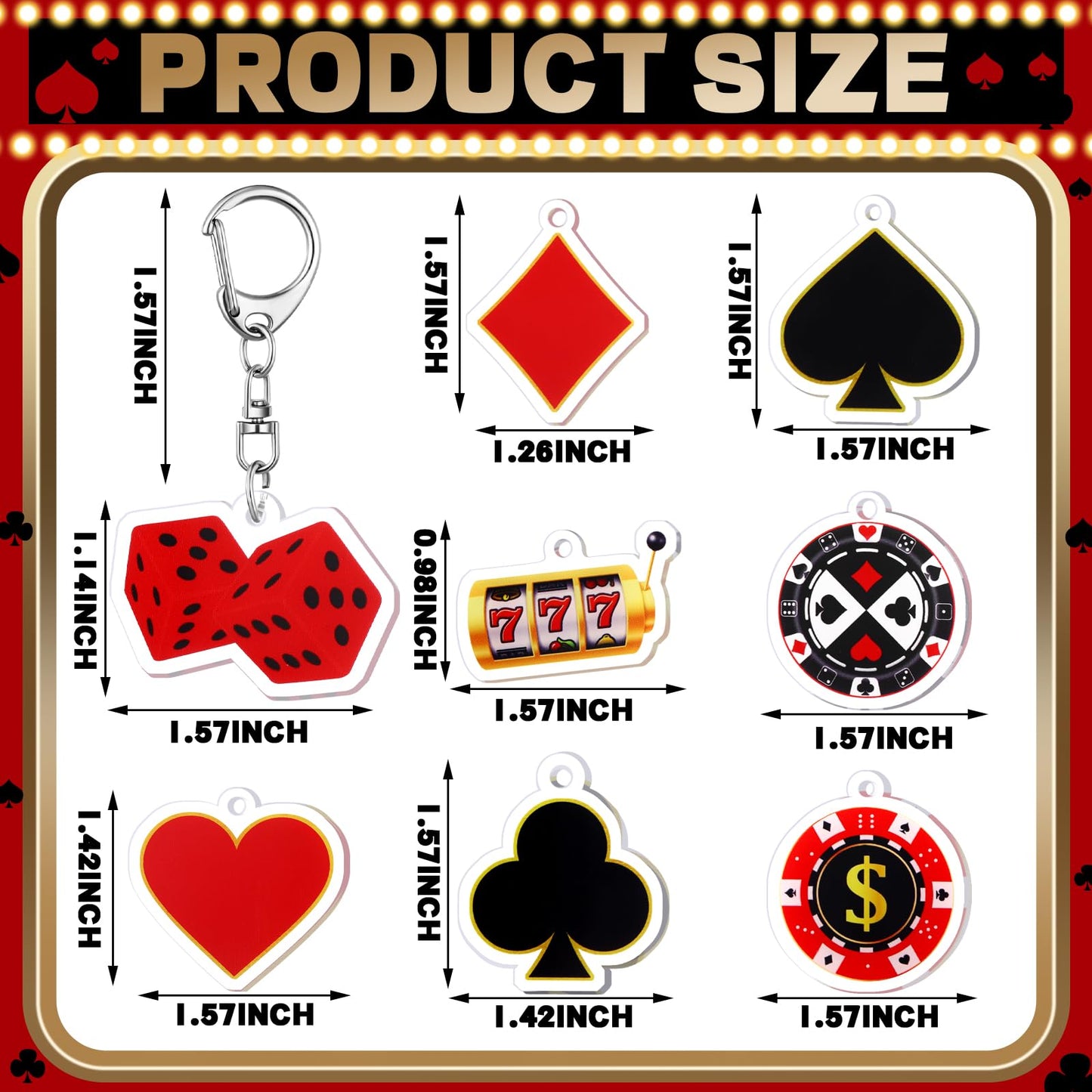 Tondiamo 48 Pcs Casino Party Gifts Keychains Bulk Casino Night Souvenirs Dice Keychains for Birthday Gifts Decorations
