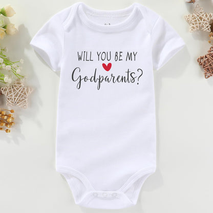 will you be my Godparents proposal Baby Clothes godparent godchild girl boy Bodysuits white
