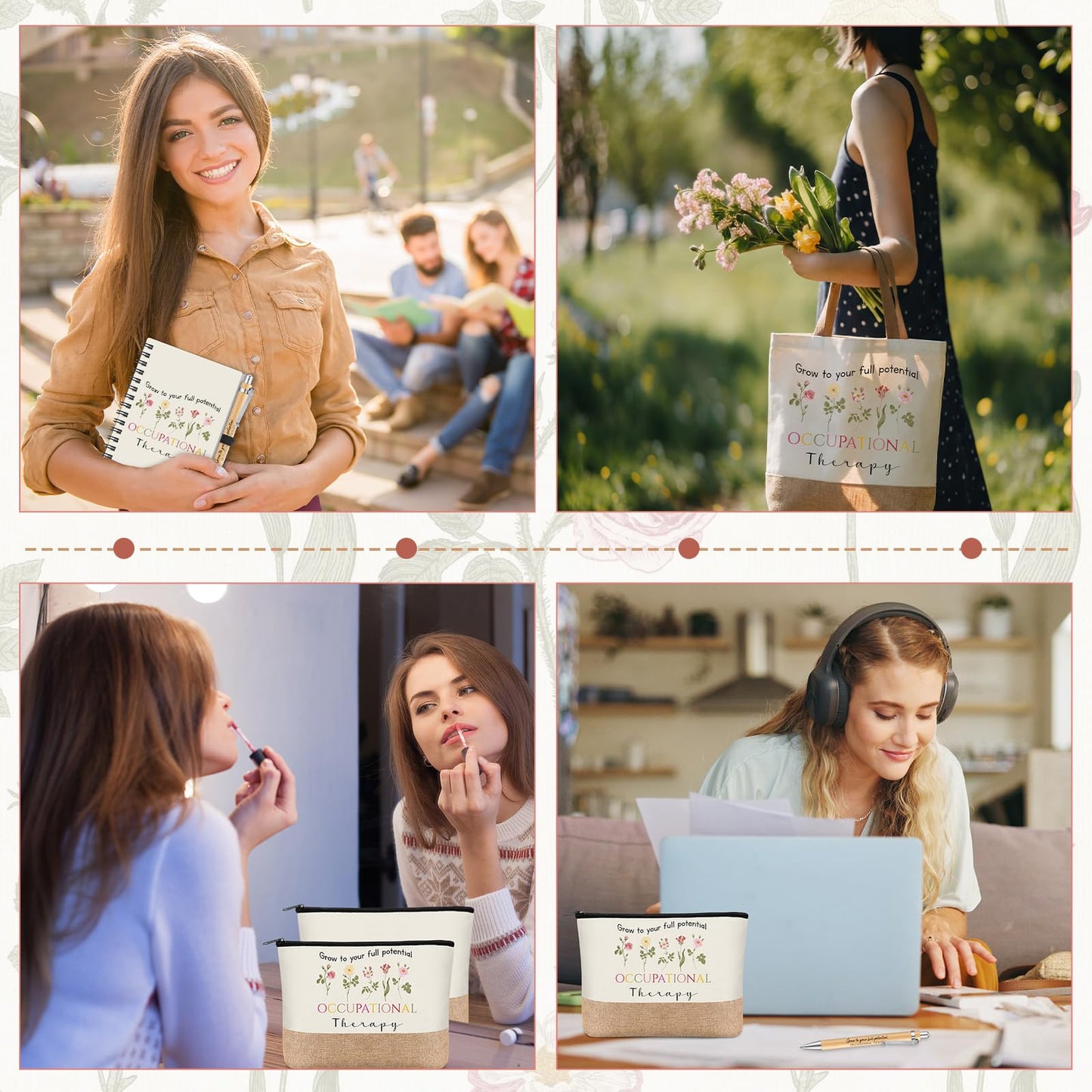 Motipuns 5 Pcs Appreciation Gifts Set Women Occupational Therapists Speech Language Pathologists Social Workers Tote Gift(Occupational Therapy)