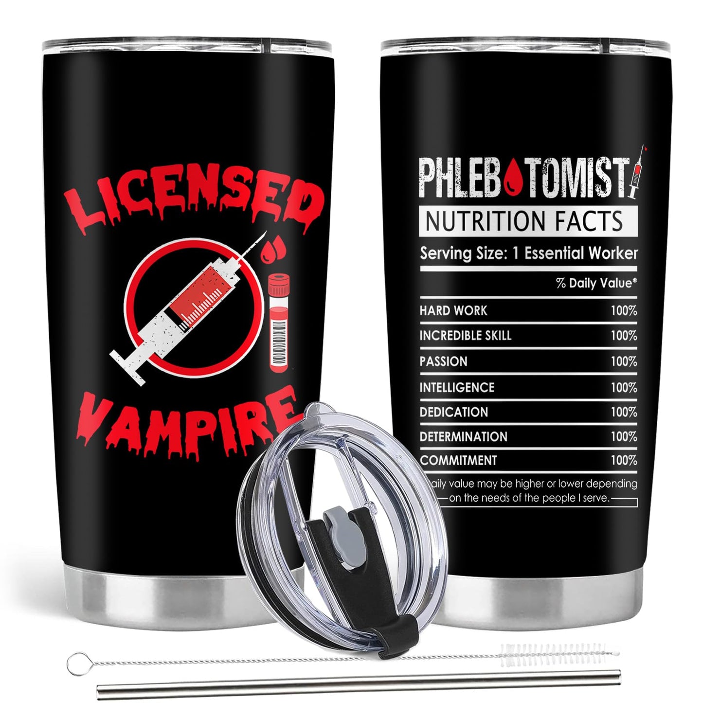 Phlebotomy Gifts, Phlebotomist Graduation Gifts, Nurses Week Day Gifts, 20oz Stainless Steel Tumbler with Lid Straw