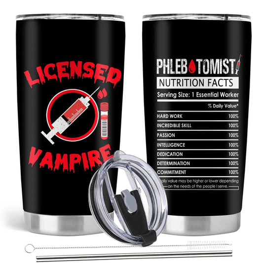 Phlebotomy Gifts, Phlebotomist Graduation Gifts, Nurses Week Day Gifts, 20oz Stainless Steel Tumbler with Lid Straw