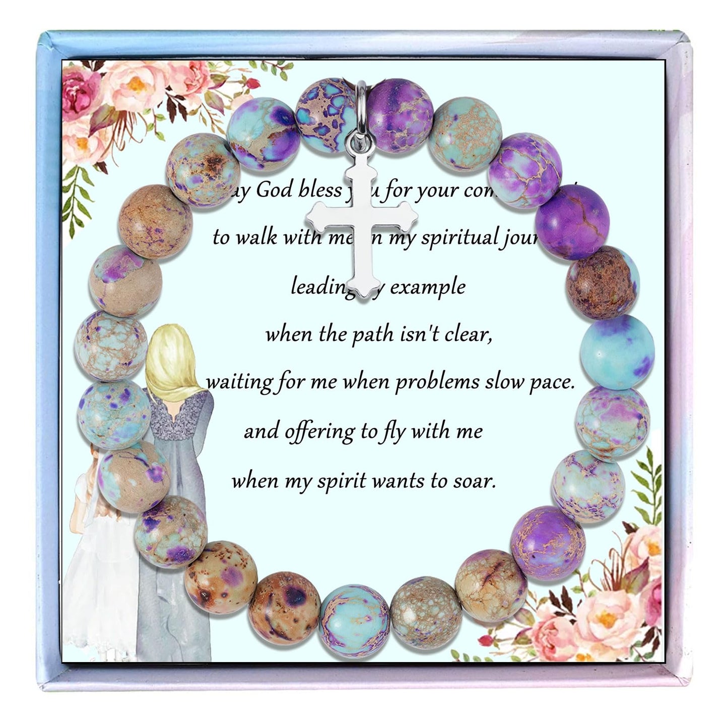 MollyQueen Confirmation Sponsor Gifts Bracelet,Christian Faith Gift,Catholic Confirmation Gifts,Sponsor Appreciation Gift for Women,Thank You for Being Mine Bracelet Gift for Godparents