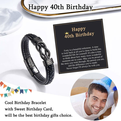 13th 16th 17th 18th 21st Birthday Gifts for Boys Him Male, Happy Birthday Leather Bracelet Gifts for 13 16 18 21 Year Old Boy Male Man Son Grandson Nephew Brother Friend with Sweet Birthday Card
