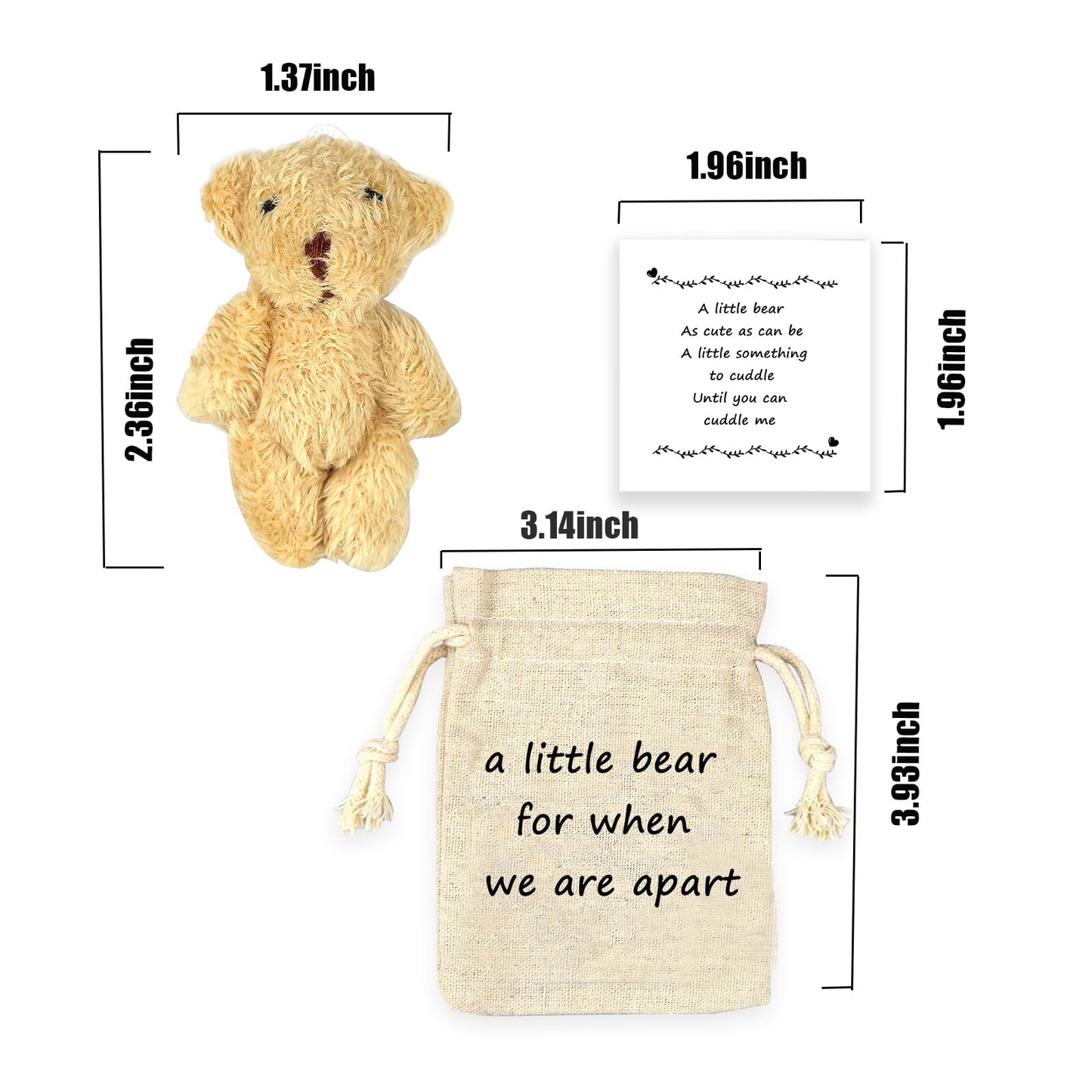 LUOKIFUR Pocket Bear Gift Long Distance Teddy Bear I Love You/Couple Memorial/Missing You Gift (we are Apart)
