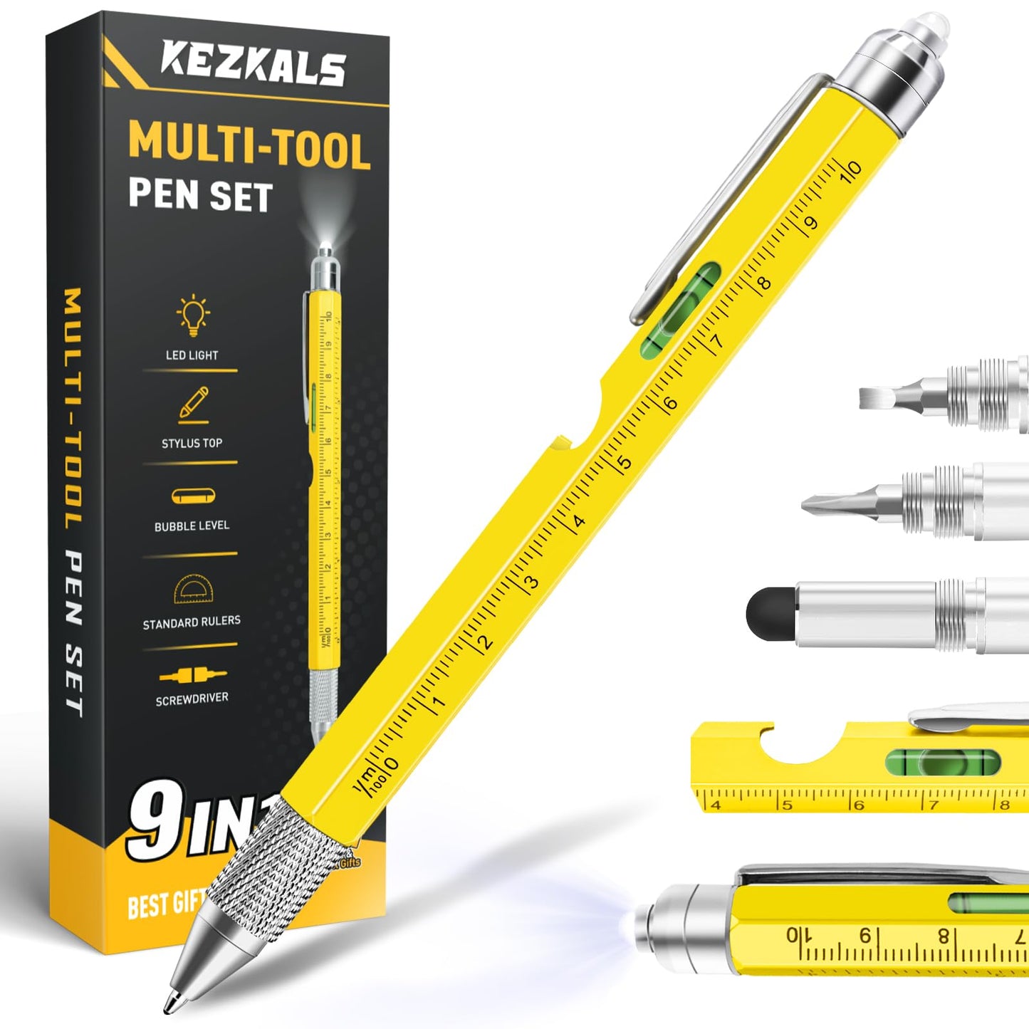 KEZKALS Fathers Day Gift for Dad Husband, 9 in 1 Multitool Pen Gifts for Men, Fathers Day Dad Gifts from Daughter Son, Birthday Graduation Gifts for Men, Mens Gifts for Him Dad Grandpa, Cool Gadgets