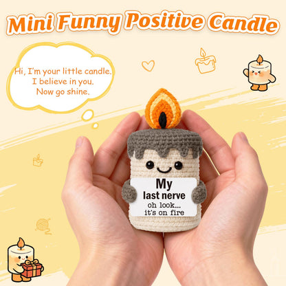 Funny Mini Candle Birthday Gifts for Women - Self Care Relaxation Gag Gifts for Best Friend Boss Coworker Sister Mom, Handmade Crochet Candle My Last Nerve Gift for Her - Funny Office Decor