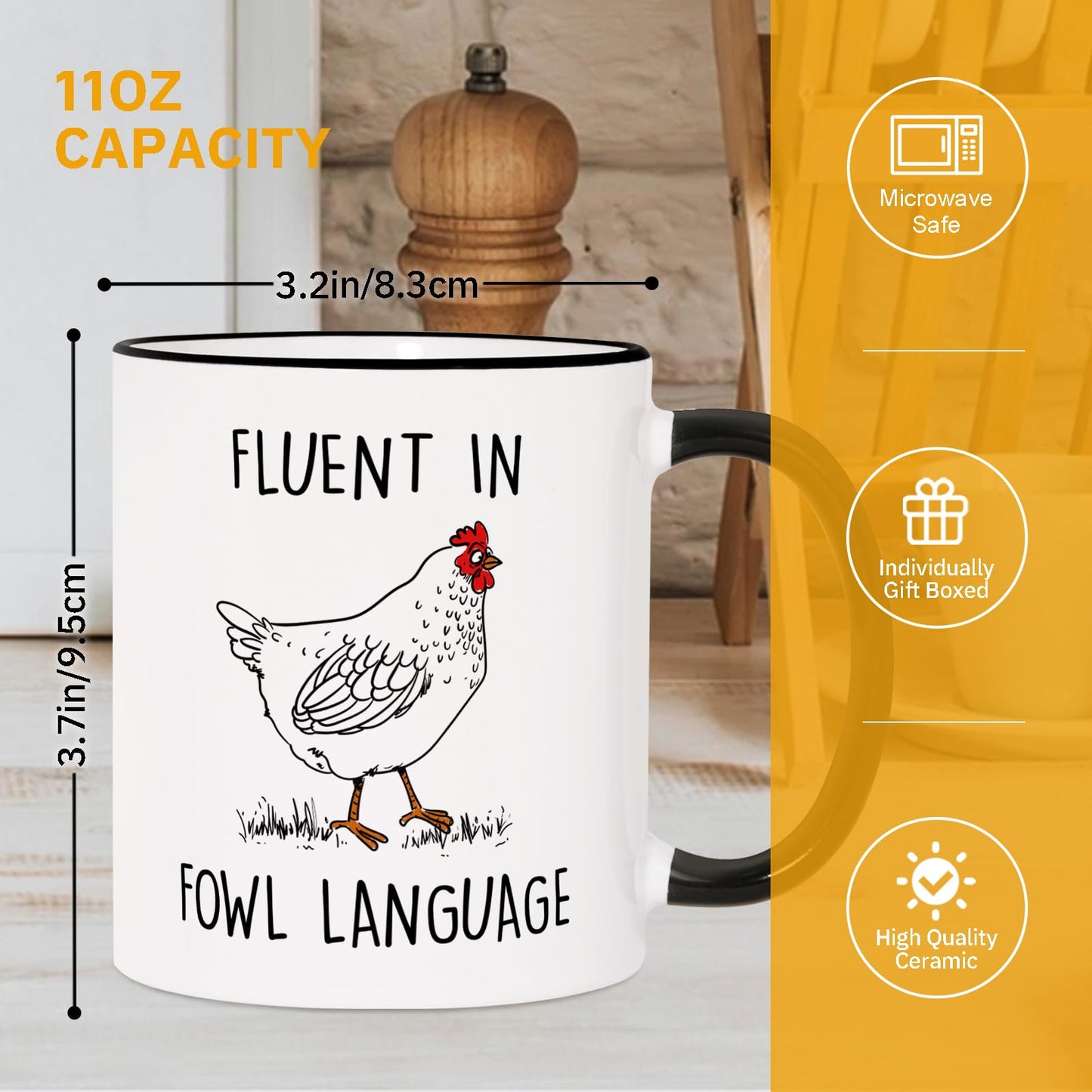 Aurahouse Chicken Gifts for Women Men, Funny Coffee Mug, Christmas Birthday Gifts for Women, White Elephant Gifts for Adults, Rooster Chickens Decor Stuff, Chicken Gift for Chicken Lovers Lady