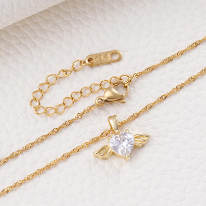 MIXJOY Baby Angel Wings Heart Necklace for Mom, Mommy of an Angel Remembrance Gift