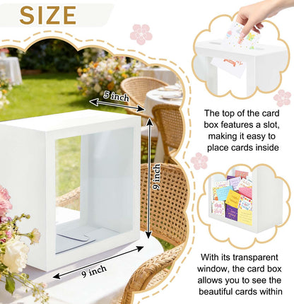 SietDESEO White Card Box for Party with Clear Window Large Gift Card Box Holder for Wedding Reception Birthday Graduation Baby Shower Raffle Ticket Box