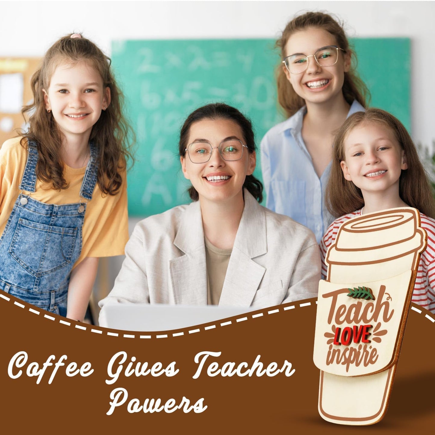 PETKNOWS 6 Pcs Teacher Gift Card Holder Wooden Coffee Gift Card Holder Thank You Card Sleeve Teacher Appreciation Gift Bulk Wooden Money Holders for Teachers’ Day Back to School Graduation Supplies