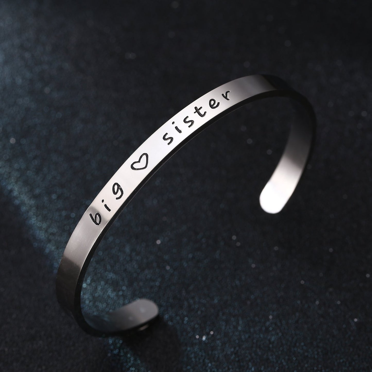 BESPMOSP Big Sis Middle Sis Little Sis Sister Cuff Bangle Bracelet Family Friend Gift for Women